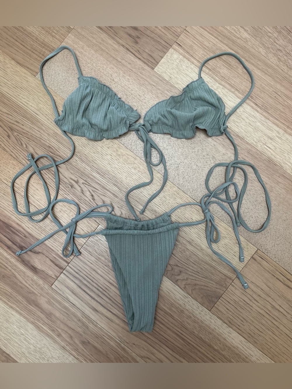 Green Tie Front Bikini